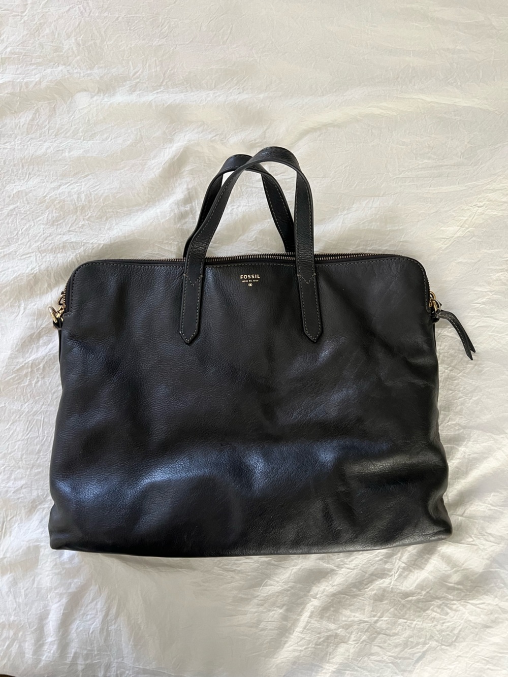 Fossil Genuine Black Leather Book or Computer Bag